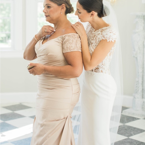 Nordstrom Off the Shoulder Beaded Satin Trumpet Gown - Picture 8 of 8